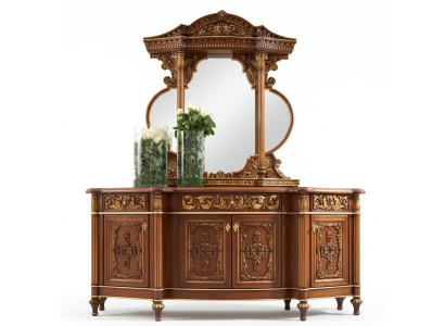 Kommode Anrichte Spiegel Set Echtes Holz Italienische Möbel Antik Stil Kommoden