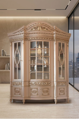 Vitrinen Glas Schrank Echtholz Anrichte Vitrine Wohnzimmer Möbel Massive Holz