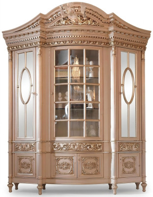 Vitrinen Glas Schrank Echtholz Anrichte Vitrine Wohnzimmer Möbel Massive Holz