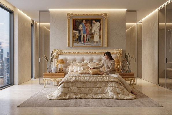 Chesterfield Bett Luxus Doppel Betten Italienische Möbel Einrichtung Boiserie