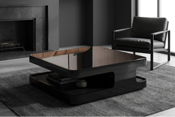 Kaffeetisch Design Couchtisch Holz Glas Tisch Wohnzimmer Couchtische Italien Neu
