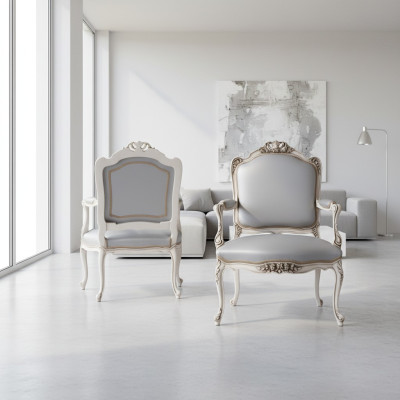 Stuhl Design Massivholz Armlehnen Luxus Sessel Esszimmer Wohnzimmer Büro Möbel
