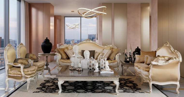 Design Sofas Sofa Garnitur Gruppe Modern Luxus elegant Sitzgarnitur 3+2+1+1 Sitzer