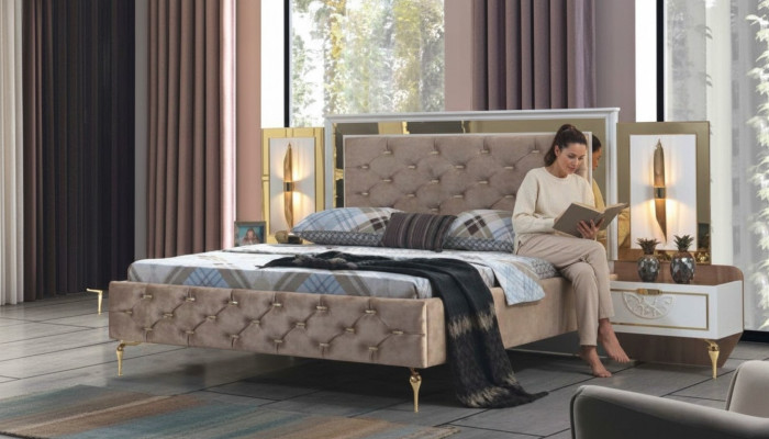 Chesterfield Bett Polster Design Luxus Doppel Hotel Italienische