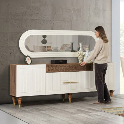 Kommode Schubladen Holz Sideboard Spiegel Massiv Kommoden Wohnzimmer