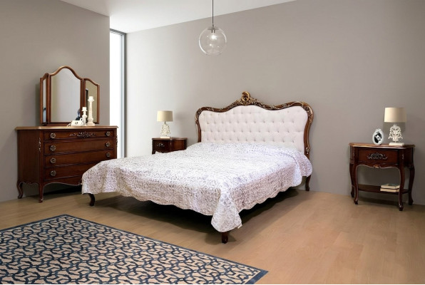 Schlafzimmer Design Klassische Luxus Möbel Modern Bett 2x Nachttisch 4tlg Set