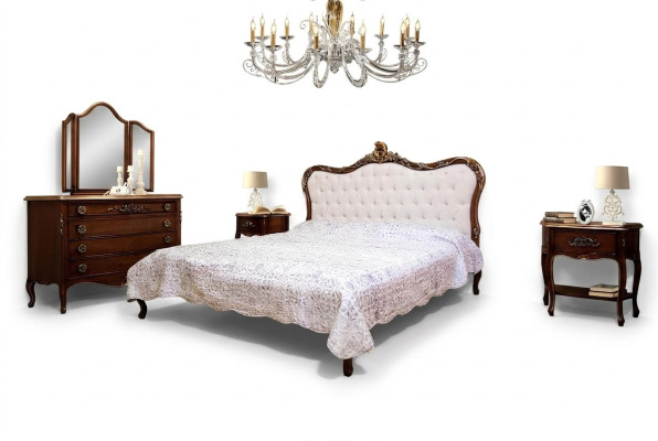 Schlafzimmer Design Klassische Luxus Möbel Modern Bett 2x Nachttisch 4tlg Set