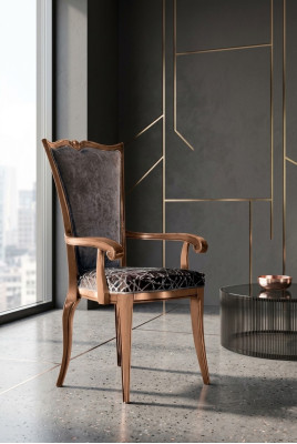 Esszimmerstuhl Art déco Armlehne Esszimmer Stühle Design Textil Luxus Lehnstuhl