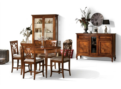 Esszimmer Set Garnitur Stühle 4x Vitrine Gruppe Essgruppe Vitrinen 7tlg. Kommode