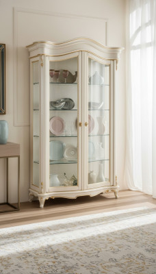 Vitrinen Glas Schrank Vitrine Wohnzimmer Holz Anrichte Italienische Möbel Regal
