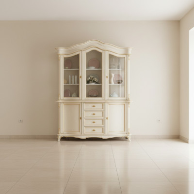 Vitrinen Schrank Echtholz Anrichte Vitrine Massiv Esszimmer Möbel Massive Holz