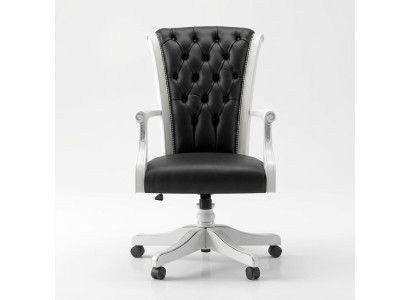 Bürostuhl Holz Chefsessel Chesterfield italienische Möbel Drehstuhl Sessel Stuhl