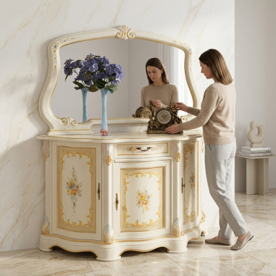 Elegante Stil Möbel Schlafzimmer Kommode Schrank Klassische Anrichte mit Spiegel