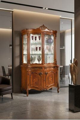 Vitrine Esszimmer Anrichte Echtholz Schränke Italienische Möbel Glas Schrank Neu