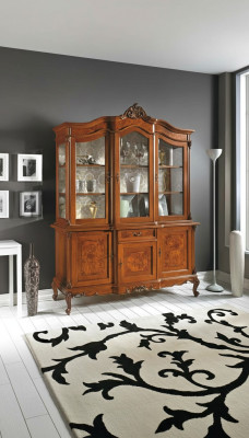 Vitrinen Glas Schrank Vitrine Wohnzimmer Holz Anrichte Italienische Möbel Regal