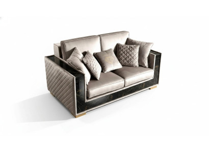 Sofa 2 Sitzer Modern Design Polster Textil Sofas Sitz Möbel Wohnlandschaft Grau