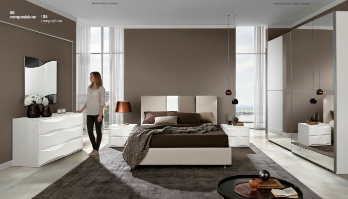 Garnitur Set 6tlg Schlafzimmer Bett Nachttisch Kommode Spiegel Kleiderschrank