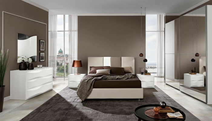 Garnitur Set 6tlg Schlafzimmer Bett Nachttisch Kommode Spiegel Kleiderschrank
