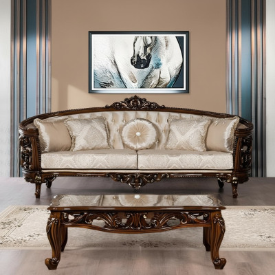 Dreisitzer Sofa 3 Sitz Klassische Möbel Sofas Stoff Stil Barock Rokoko Luxus Neu
