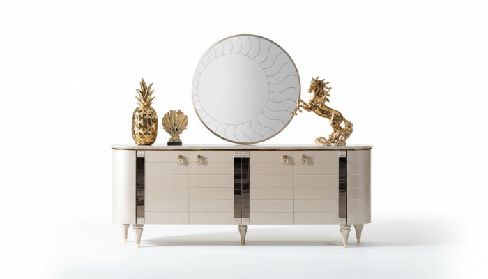 Kommode Spiegel Holz Kommoden Garnitur Modern Schrank Konsole Möbel Neu Set 2tlg