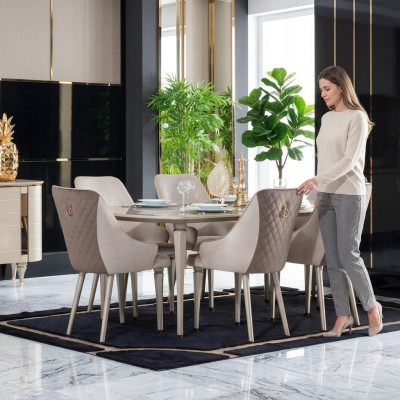 Esszimmer Garnitur Set Tisch 6x Stühle Stuhl Komplettes Neu Set Essgruppe 7tlg.