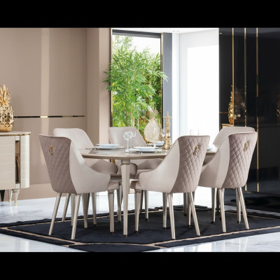 Esszimmer Garnitur Set Tisch 6x Stühle Stuhl Komplettes Neu Set Essgruppe 7tlg.