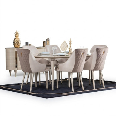 Esszimmer Garnitur Set Tisch 6x Stühle Stuhl Komplettes Neu Set Essgruppe 7tlg.