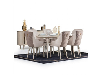 Esszimmer Garnitur Set Tisch 6x Stühle Stuhl Komplettes Neu Set Essgruppe 7tlg.