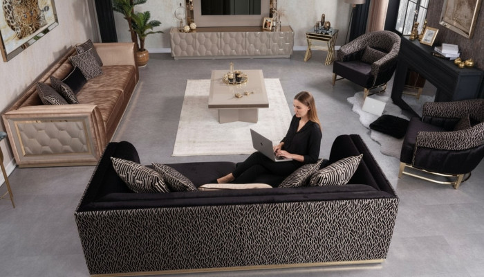 Sofagarnitur 3+3+1+1 Sitzer Polster Sofa Wohnlandschaft Sofas Couch