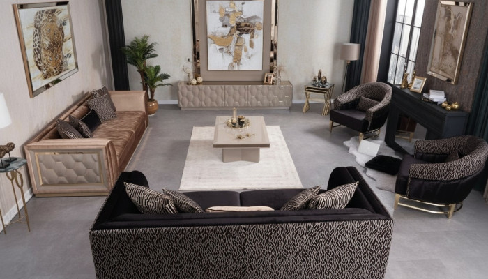 Sofagarnitur 3+3+1+1 Sitzer Polster Sofa Wohnlandschaft Sofas Couch