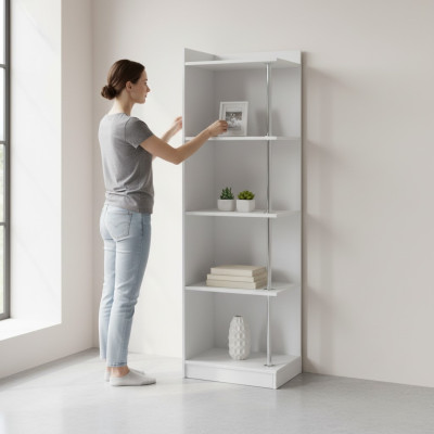 Regal Bücherschrank Eckschrank Schrank Holz für Kinderzimmer Jugendzimmer Weiß