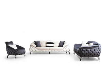 Chesterfield Sessel 1 Sitzer Schwarz Wohnzimmer Luxus Design