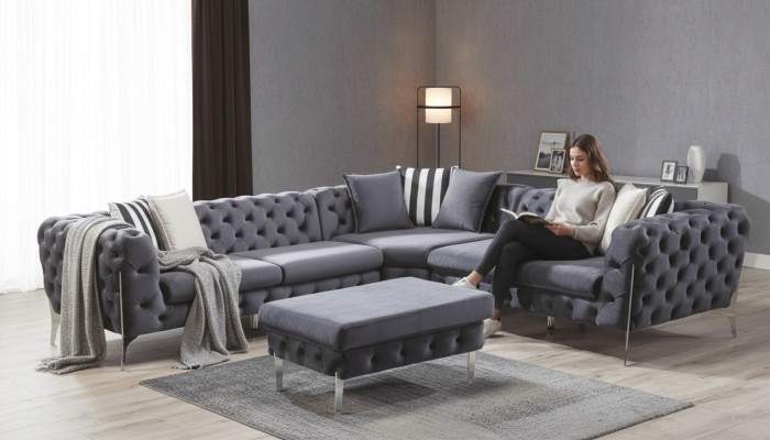 Hocker Blau Wohnzimmer Chesterfield Elegantes Mobel Italienischer Stil