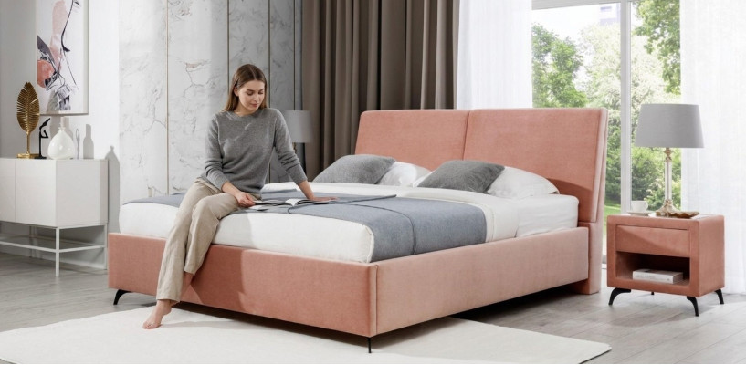 Bett Rosa Schlafzimmer Holz Möbel Textil Hotel Betten Art déco Stil