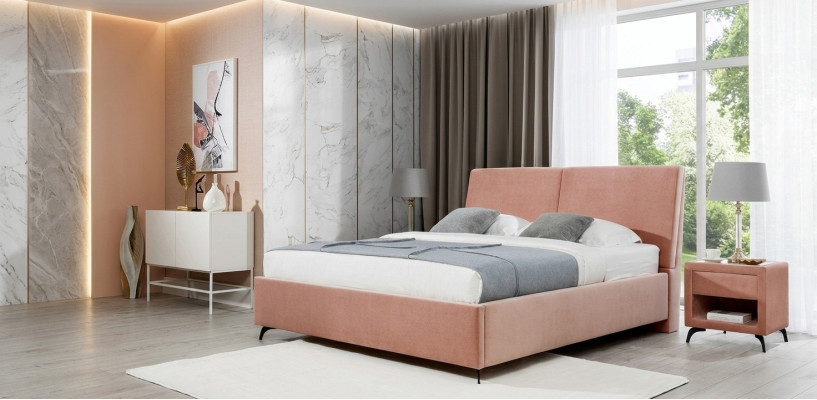 Bett Rosa Schlafzimmer Holz Möbel Textil Hotel Betten Art déco Stil