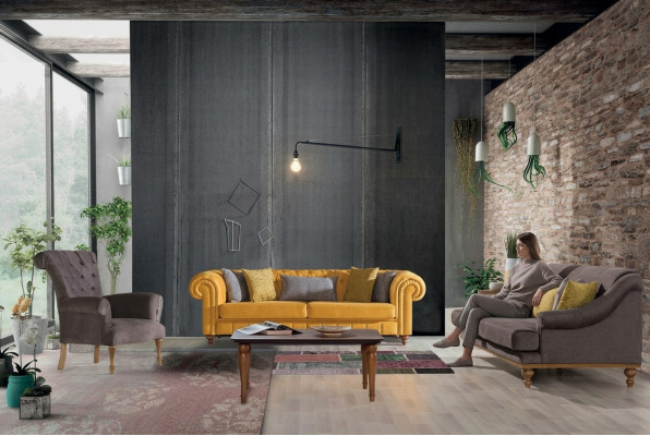 Stilvoller Sofa Set Designer Dreisitzer Luxus Sessel Sofagarnitur 3tlg