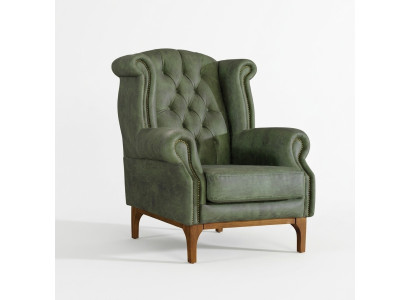 Grüner Chesterfield Luxus Sessel Polstersessel Designer Armlehnensessel