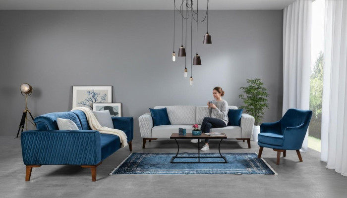 Sofagarnitur 3+3+1 Sitzer Komplette Sofa Sessel Textil Sofas Set 3tlg