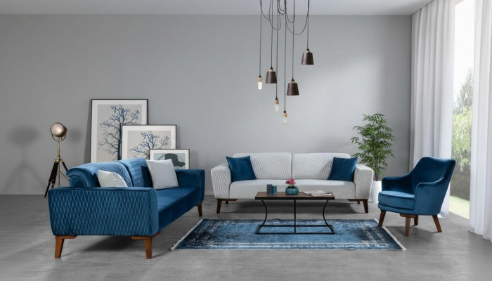 Sofagarnitur 3+3+1 Sitzer Komplette Sofa Sessel Textil Sofas Set 3tlg