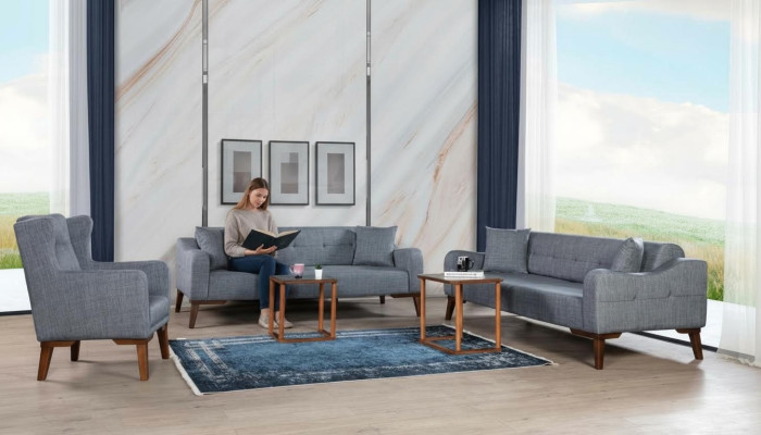 Sofagarnitur 3+3+1 Sitz Komplette Garnitur Sofa Sessel Textil 3 tlg