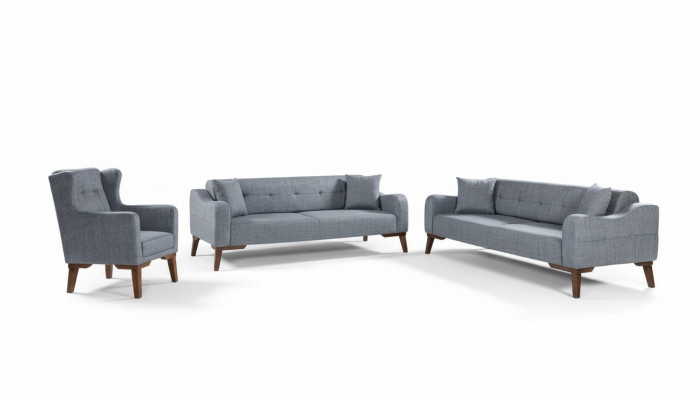 Sofagarnitur 3+3+1 Sitz Komplette Garnitur Sofa Sessel Textil 3 tlg