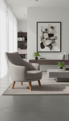 Design Sessel 1 Sitzer Moderner Bequemes Lehnstuhl Holz Grau Möbel