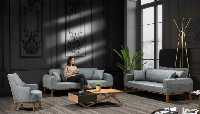 Sofagarnitur 3+3+1 Sitzer Design Sofa Polster Couch Modern Samt