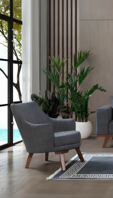 Design Wohnzimmer Sessel Einsitzer Moderner Grauer Polster Möbel