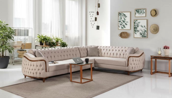 Ecksofa Wohnlandschaft Chesterfield Couch Polster Sofa Couchen Möbel