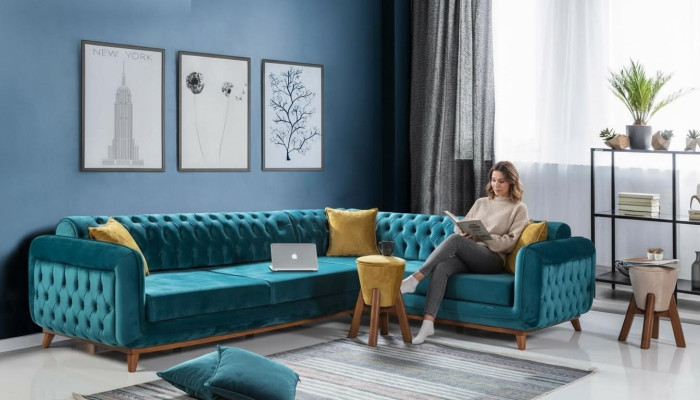 Ecksofa L-form Textil Luxus Sofa Wohnlandschaft Polster Couch Möbel