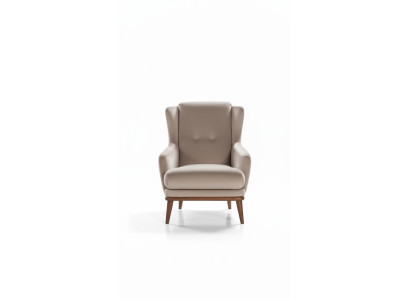 Beige Design Sessel Einsitzer Wohnzimmer Textil Stil Holz Möbel