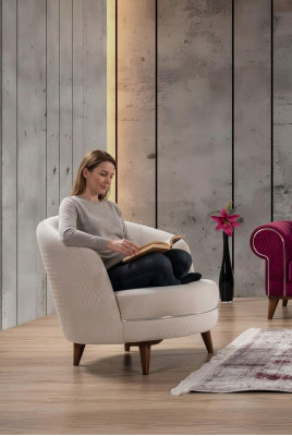 Beige Elegante Sessel Einsitzer Design Wohnzimmer Polster Möbel