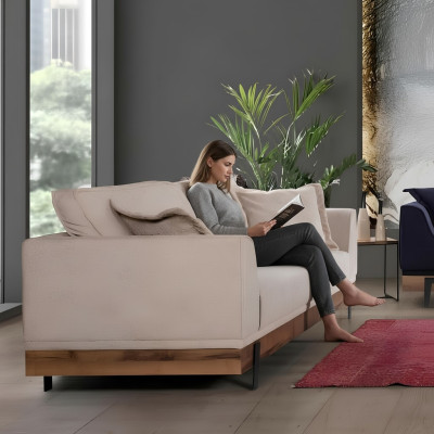 Design Couch 3 Sitz Polster Sofa Moderne Sofas Zimmer Möbel Beige