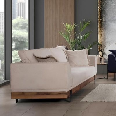 Design Couch 3 Sitz Polster Sofa Moderne Sofas Zimmer Möbel Beige